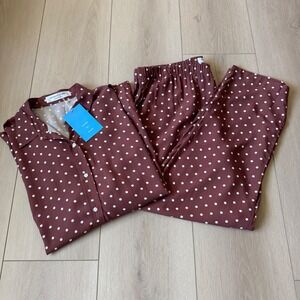 Sonnet James Womens Polka Dot Playsuit PJ Set Loungewear‎ Shirt Pants